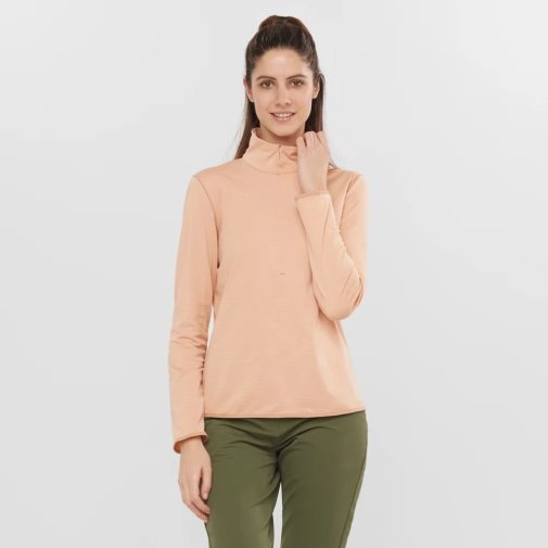 Casaco Salomon Essential Lightwarm Half Zip Feminino Abricó | PT O10946